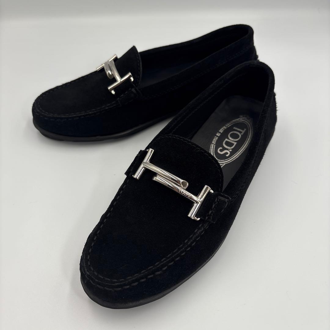 新品級✨TOD'S トッズ　ダブルT ブラック　スエード　ローファー　ビブラム