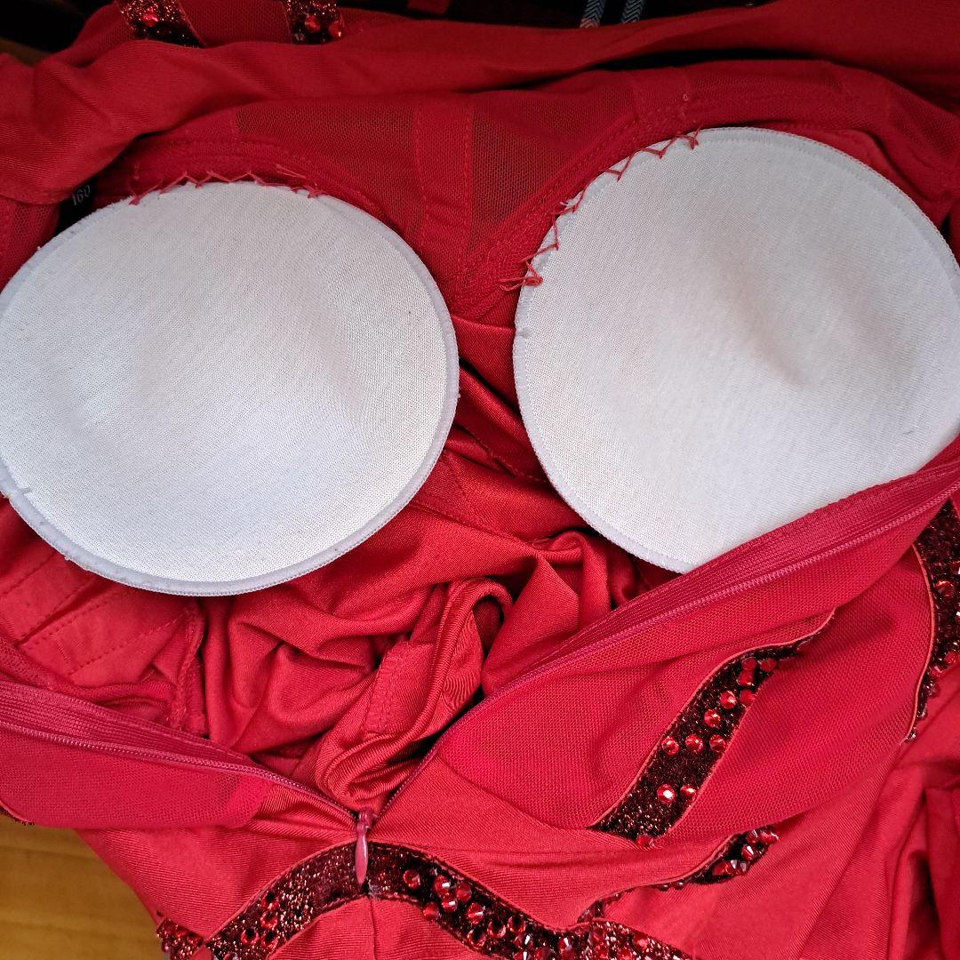 社交ダンス用赤ドレス フリンジ付き　M