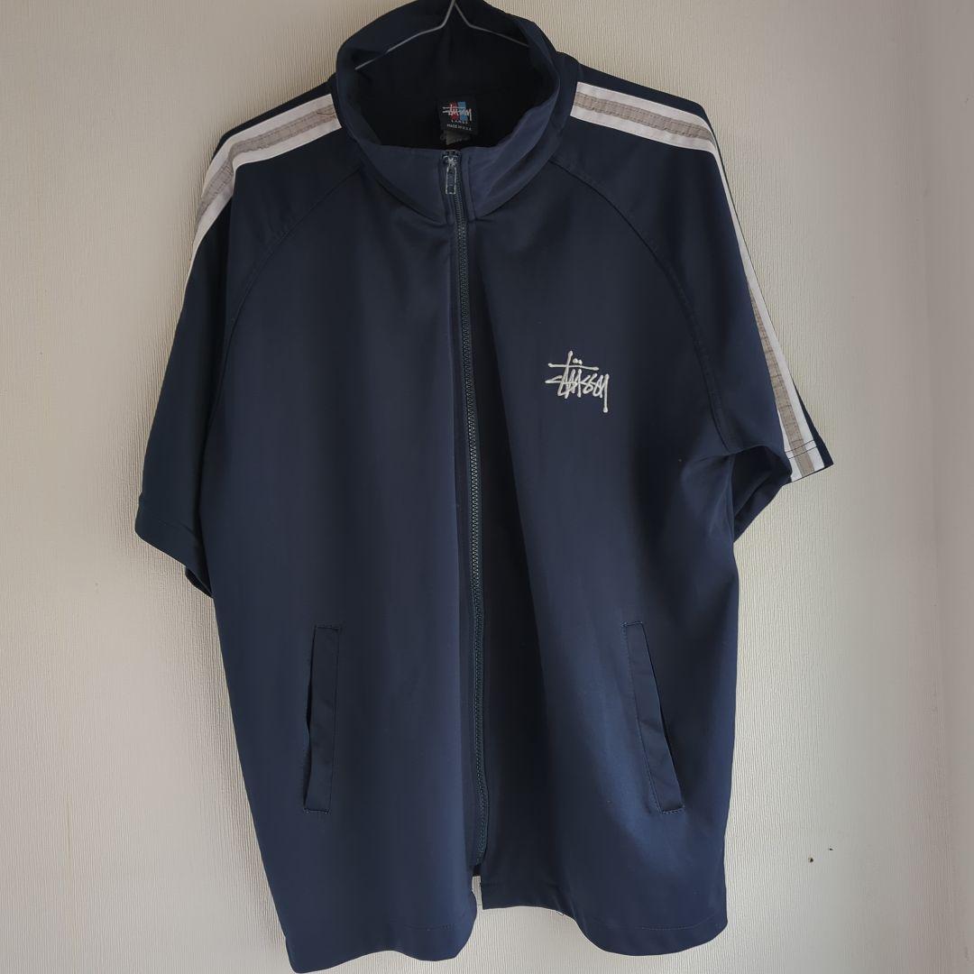 STUSSY ジャ―ジ　半袖　美品　ネイビー　ＵＳＡ製　Lサイズ