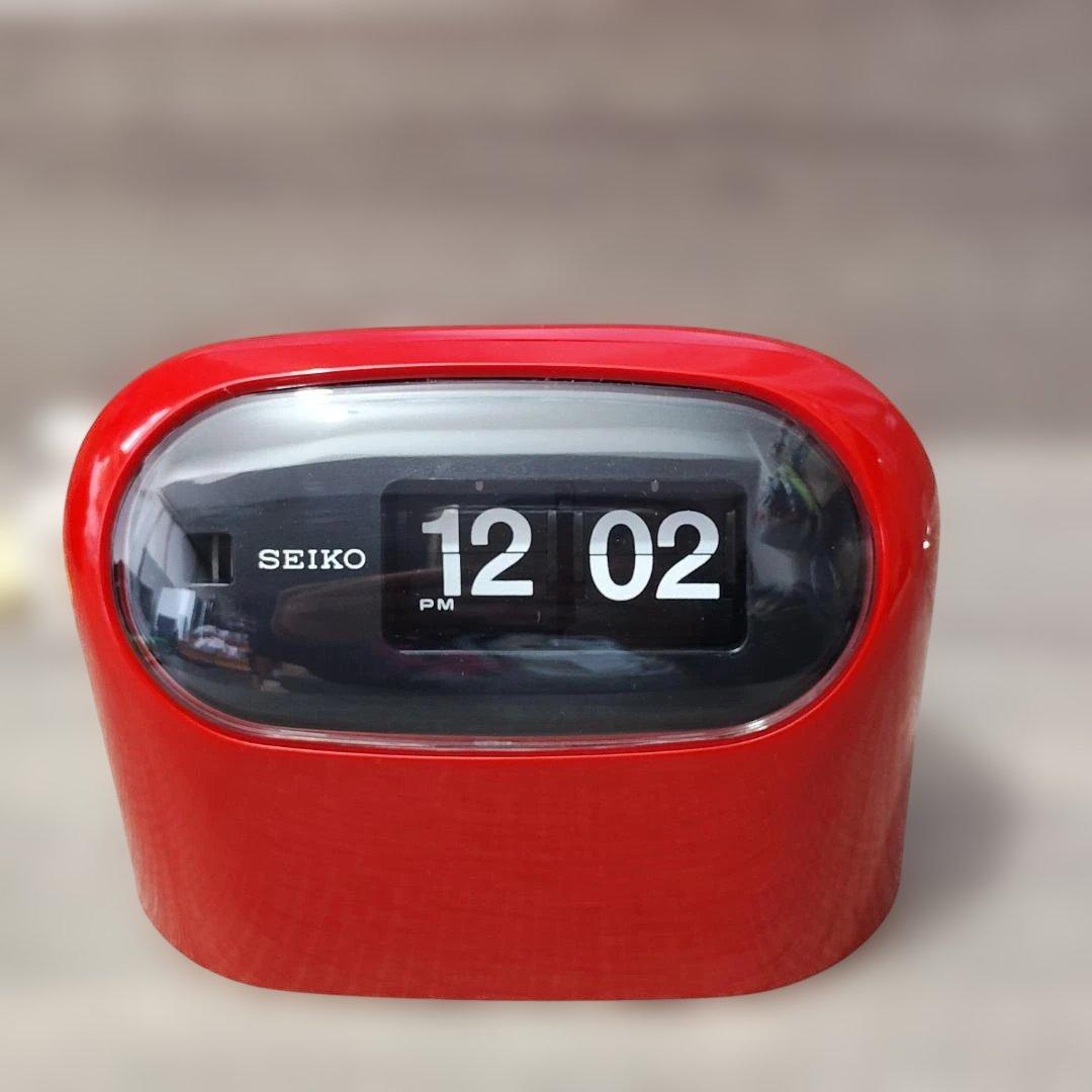 【時計】 未使用 SEIKO デジタルクロック レッド パタパタ時計 昭和レトロ