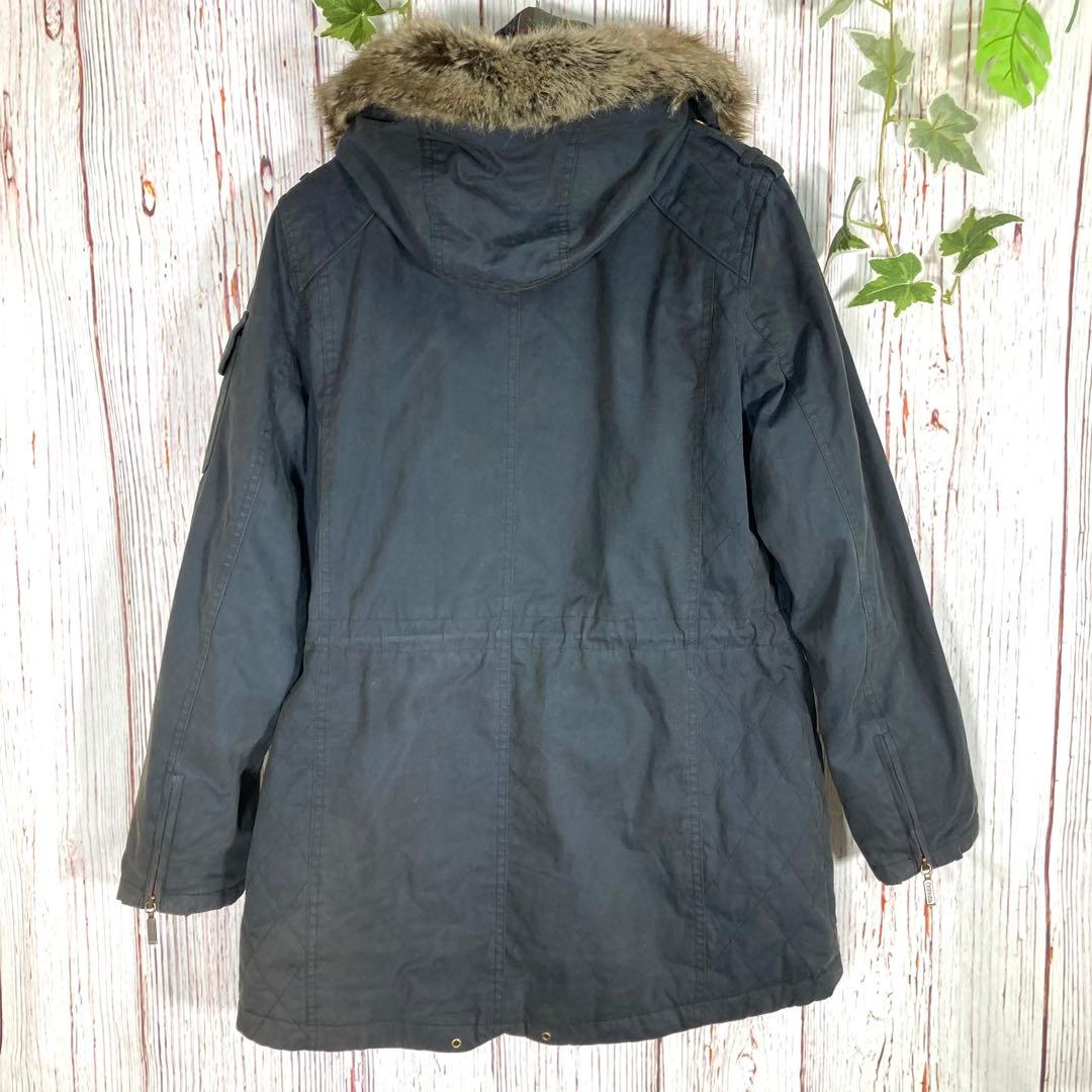 【美品】Barbour バブアー オイルドジャケットモッズコートネイビーロゴ