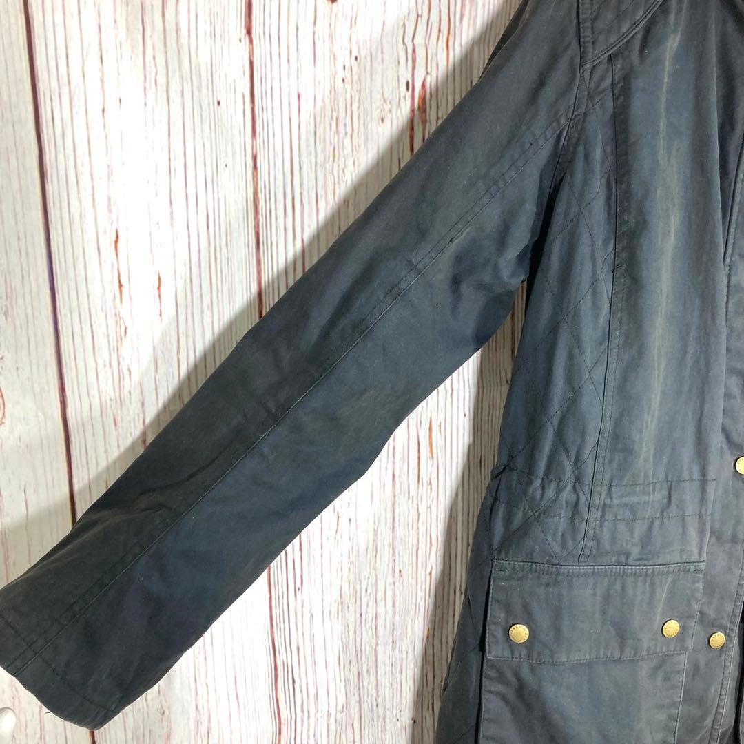 【美品】Barbour バブアー オイルドジャケットモッズコートネイビーロゴ