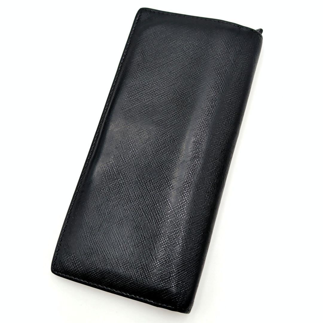 PRADA 長財布 二つ折り プラダ サフィアーノレザー メタルロゴ ブラック