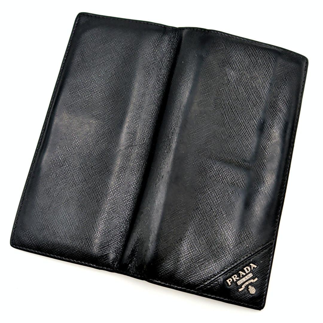 PRADA 長財布 二つ折り プラダ サフィアーノレザー メタルロゴ ブラック