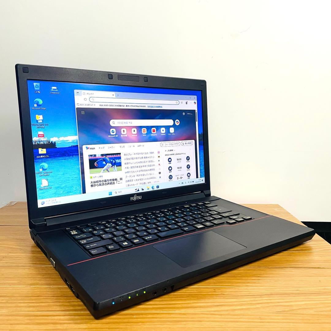 爆安　快適富士通ブラックSSDノートパソコン オフィスDVD