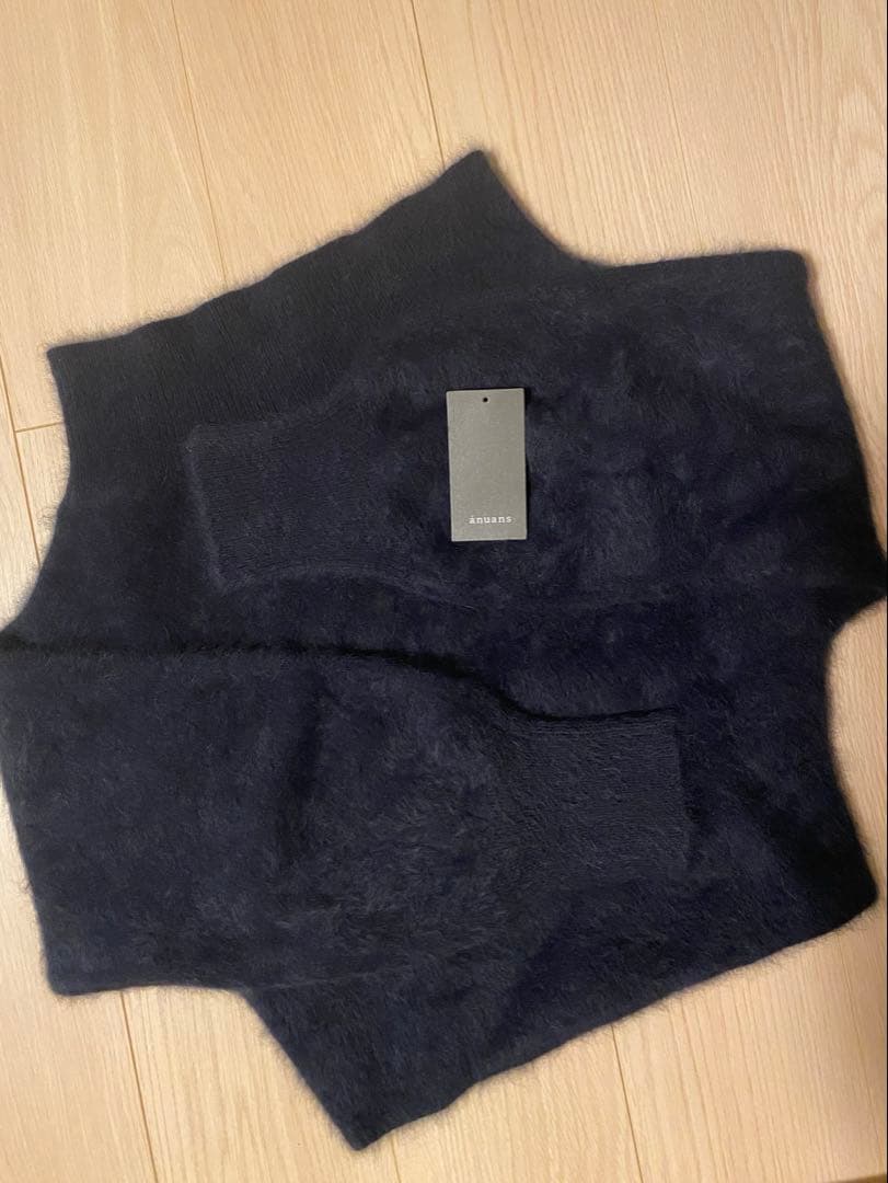 【anuans】ラクーンフォックスオフショルニットプルオーバー NAVY