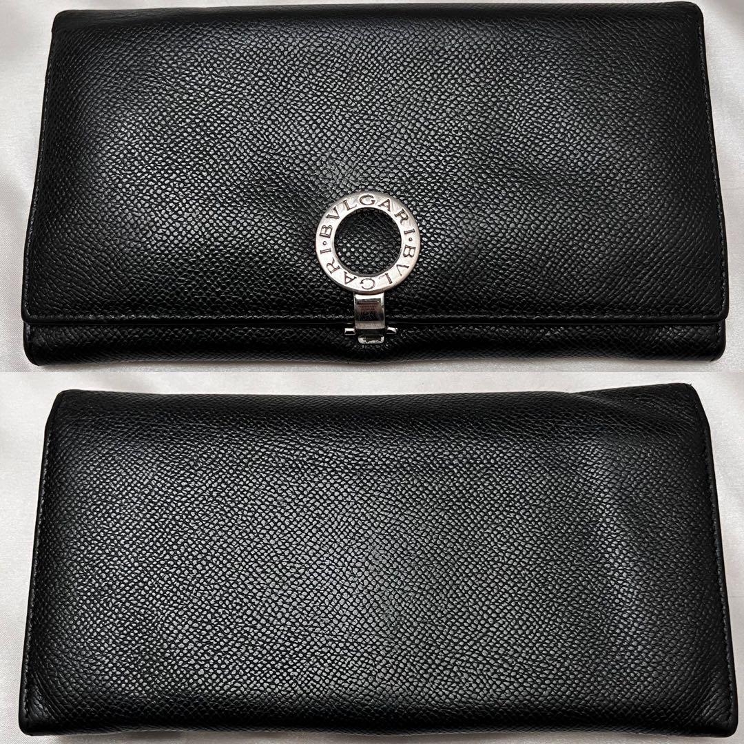◇美品◇ブルガリ　ビーゼロワン　フラップ型長財布　シルバー金具×ブラックレザー