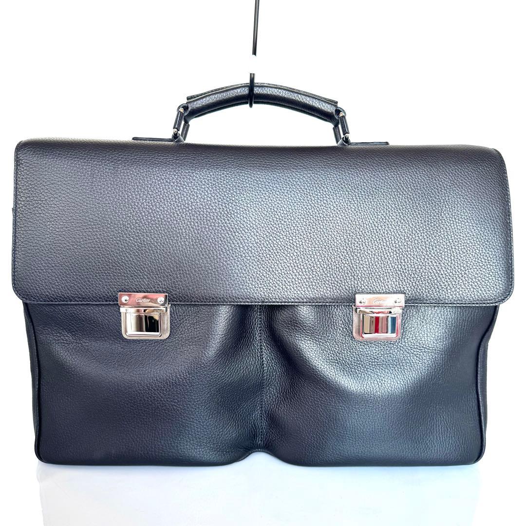 【値引不可】カルティエ　サントス　ビジネスバッグ　レザー　ダークブラウン