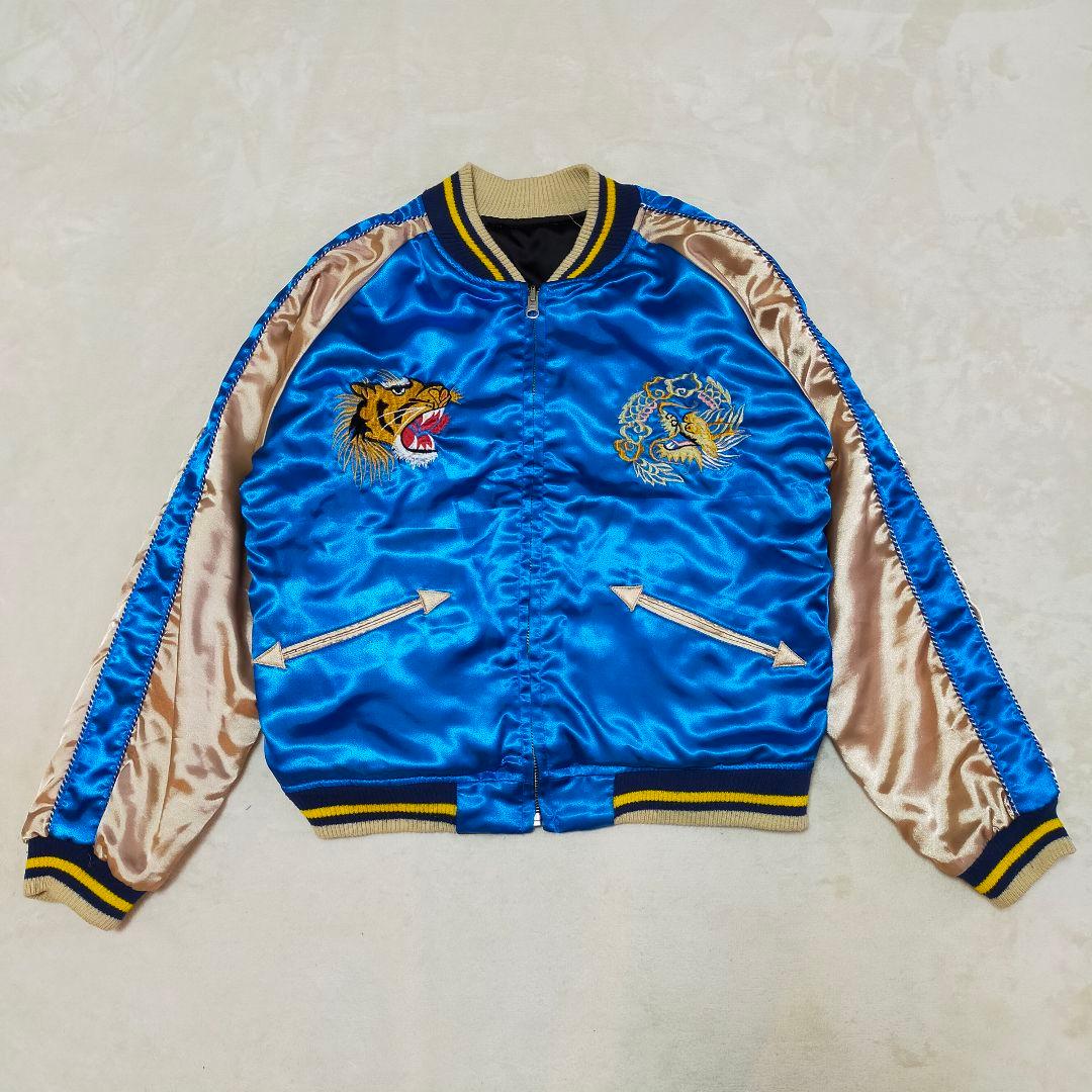 ちゃんノリ　90S　白虎×龍　日本地図　刺繍　リバーシブル　スカジャン