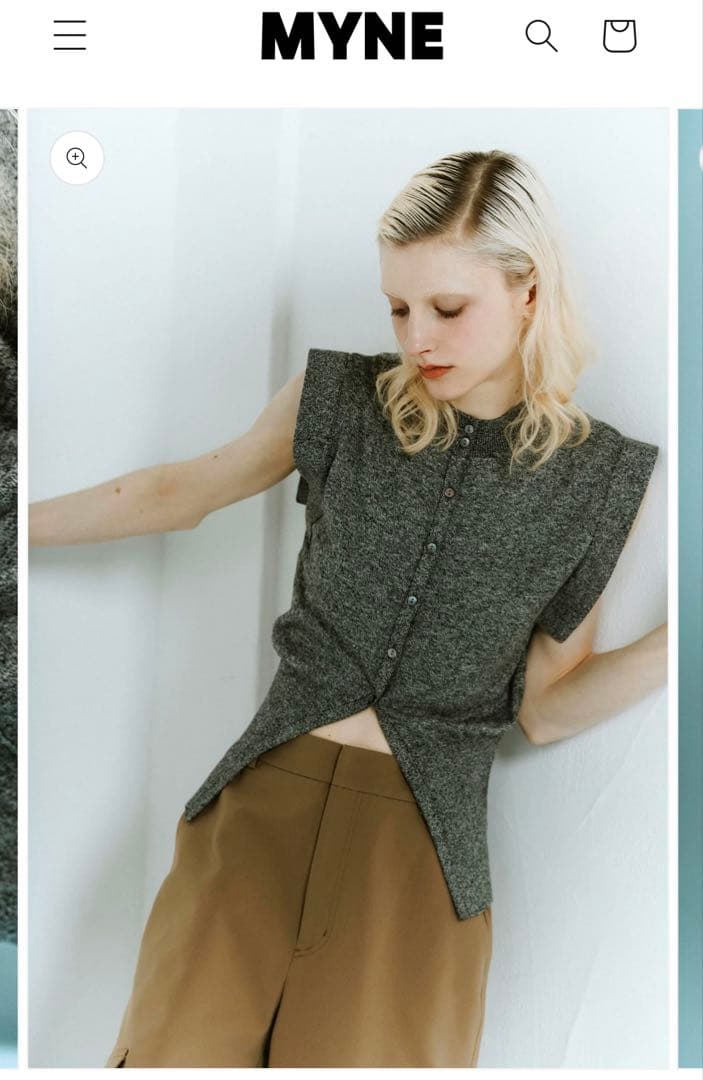 トップス MYNE 2WAY SQUARE KNIT/BLACK