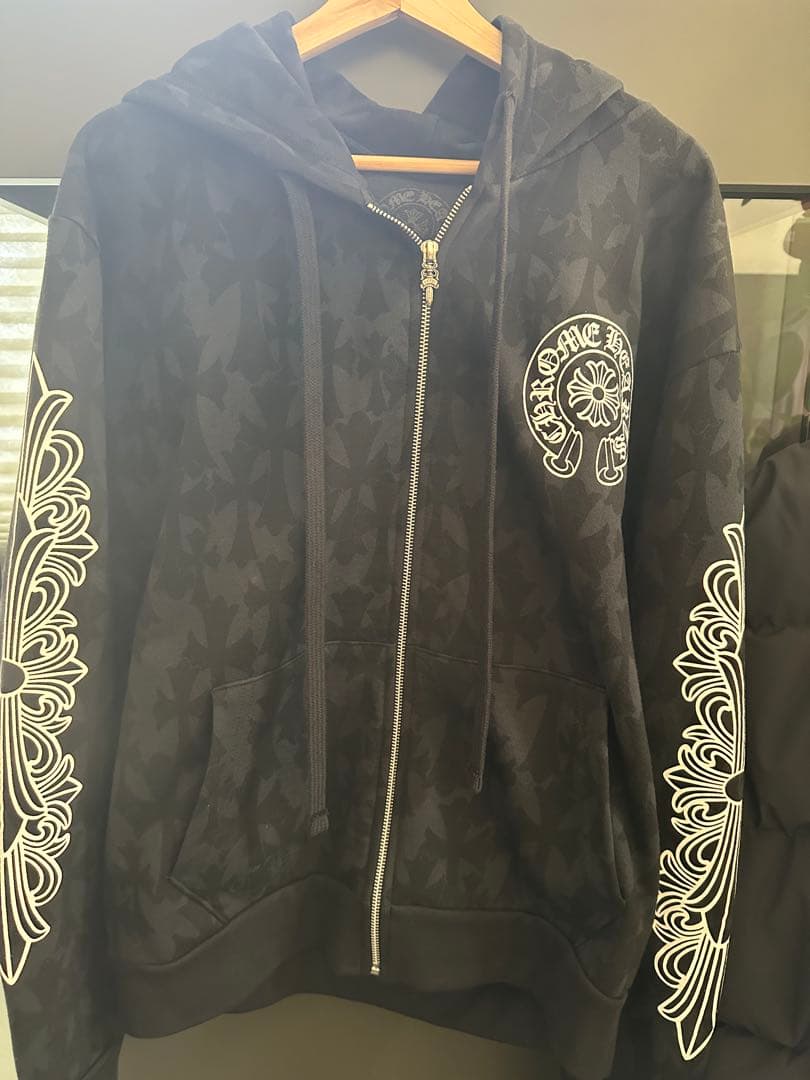 CHROME HEARTS クロムハーツ　ブラック 総柄フルジップパーカー