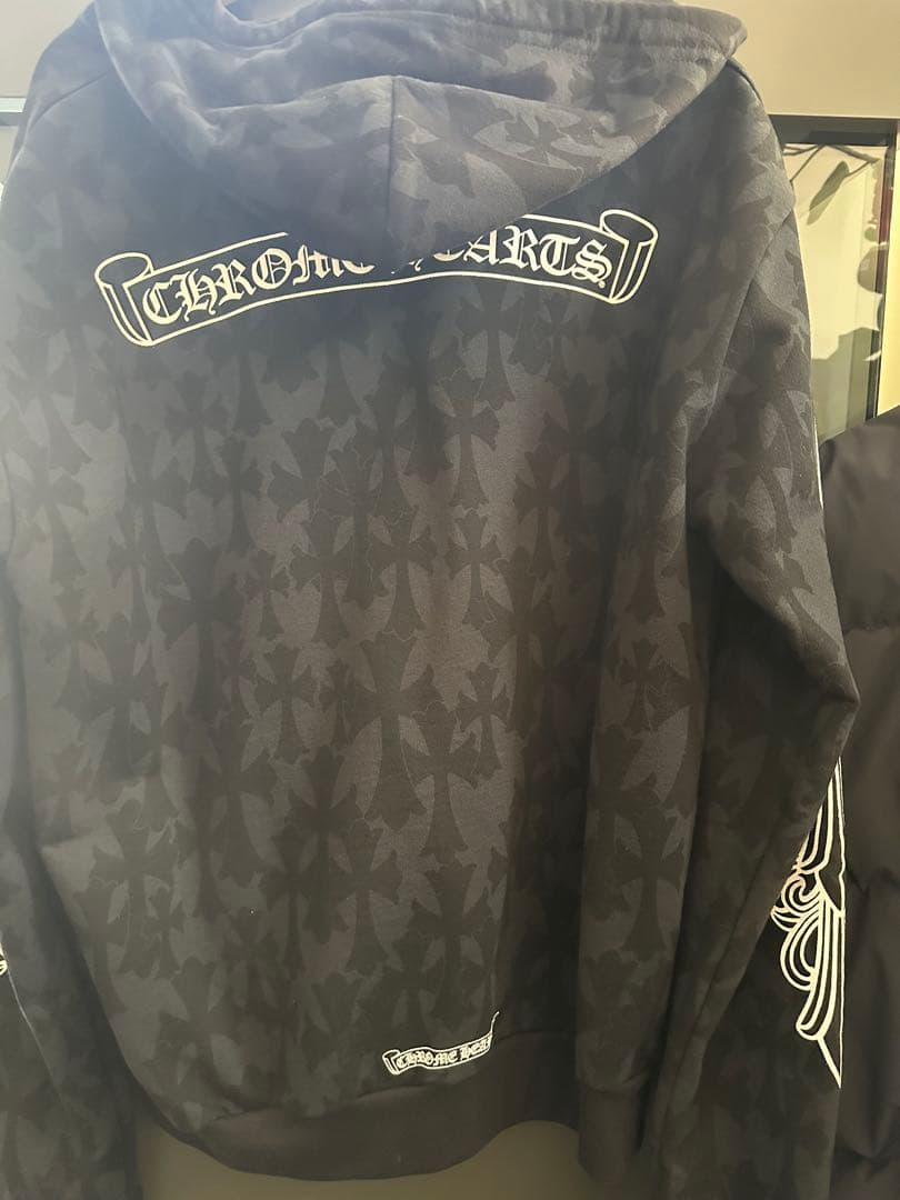 CHROME HEARTS クロムハーツ　ブラック 総柄フルジップパーカー