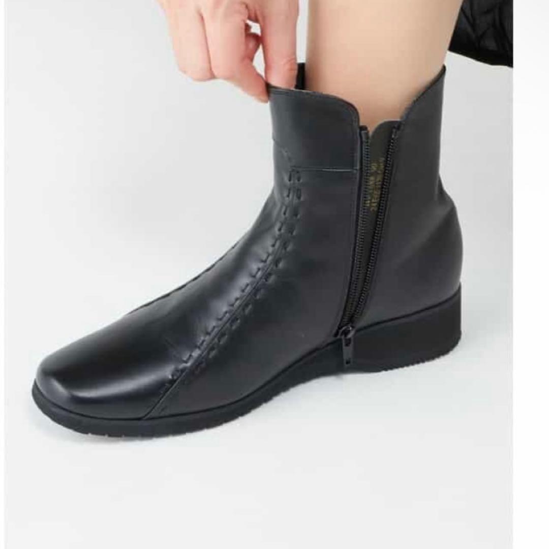 pedala ぺダラ 24cm レザー ショートブーツ ブラウン EEE 茶