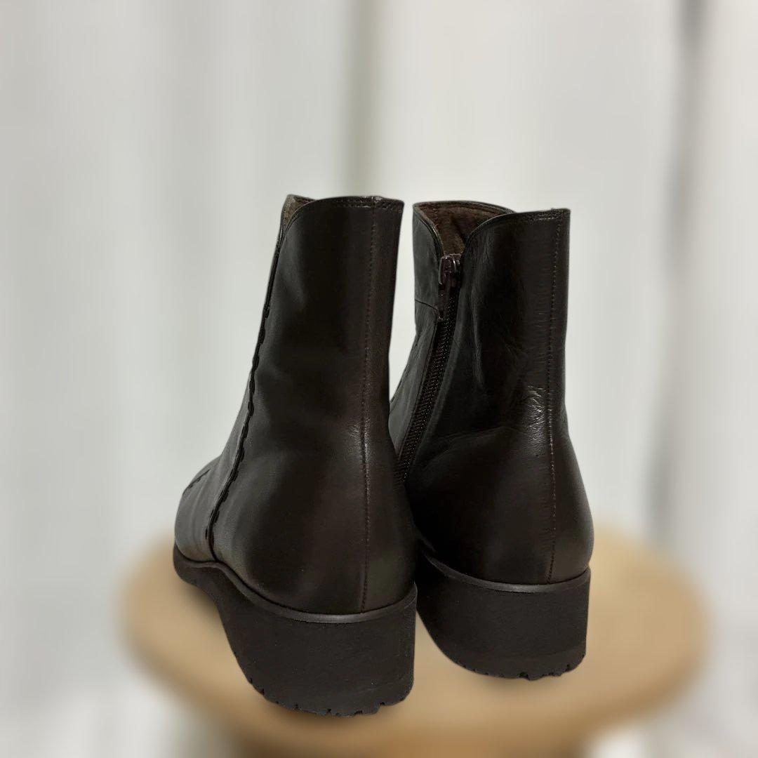 pedala ぺダラ 24cm レザー ショートブーツ ブラウン EEE 茶