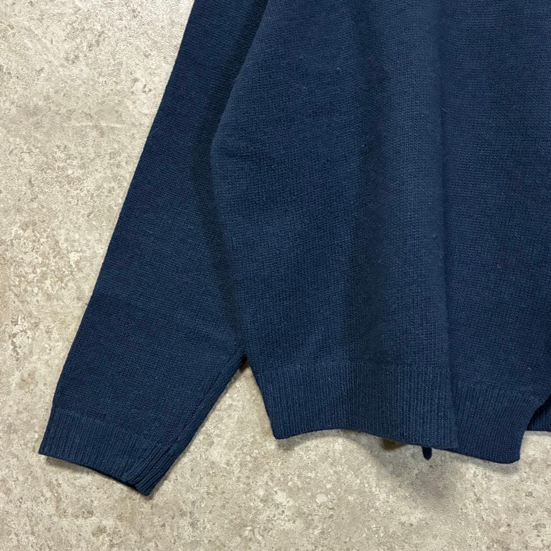 SATUR セター アシンメトリーニット セーター 刺繍ワンポイント ネイビー