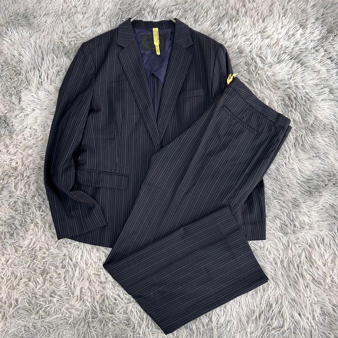 m6275【美品 アンタイトル】ビジネス パンツスーツ 上下 XL-2XL 黒