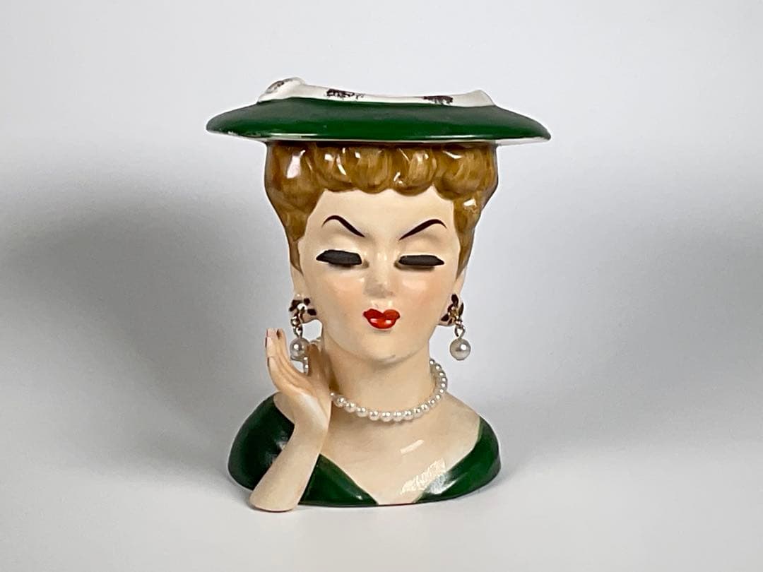 60sヴィンテージ レディヘッドベース　陶器　花瓶　LEE WARDS　日本製