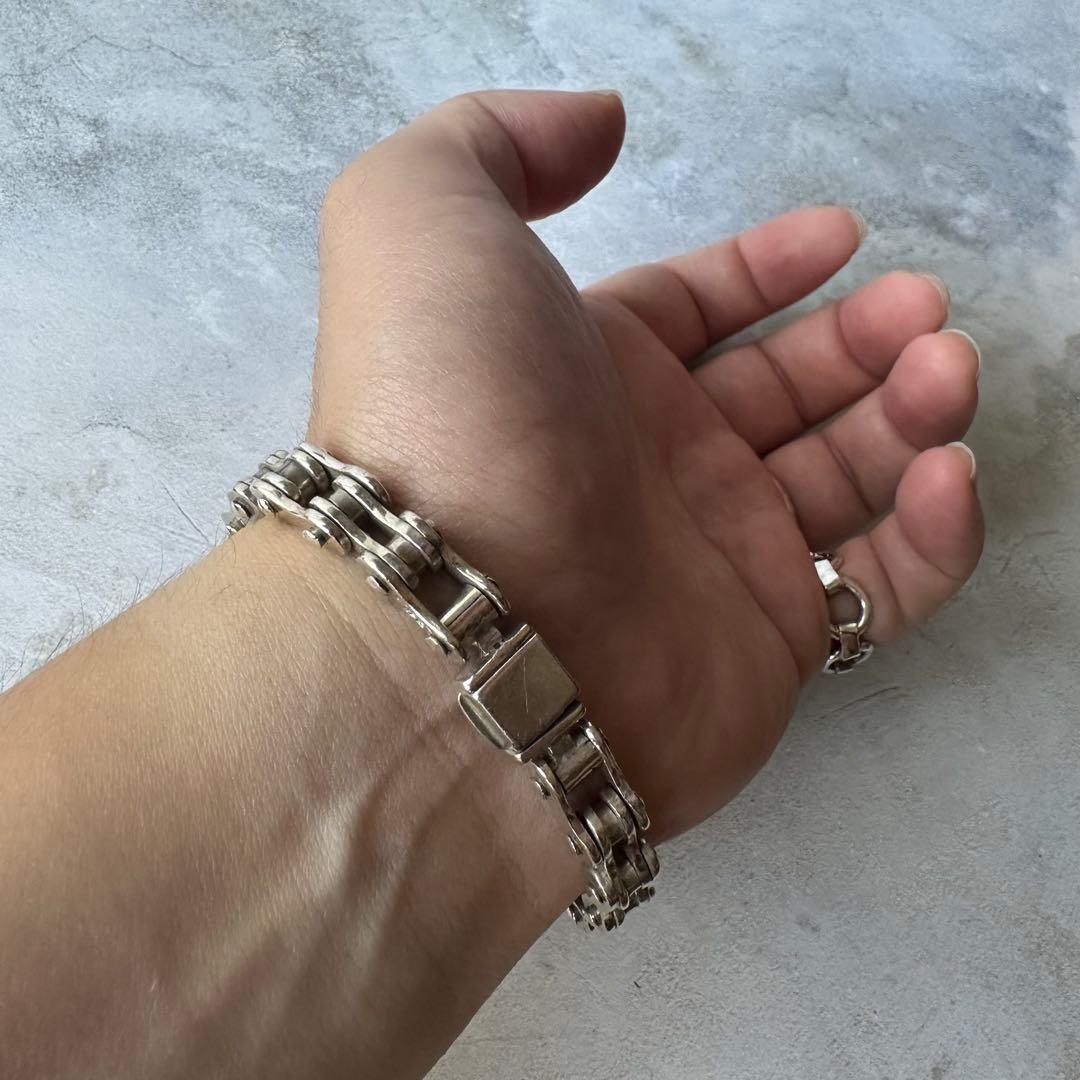 ヴィンテージ ヘビーバイクチェーンブレスレット シルバー925 メキシコ製