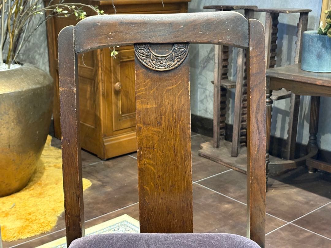 アンティークチェア ローチェア パープル ファブリック ヴィンテージ IZ