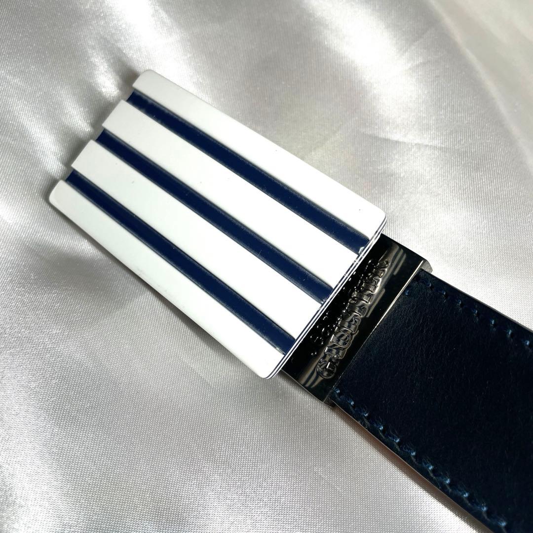 JPG ジャンポールゴルチエ　バックル　レザーベルト　イタリア製　ネイビー