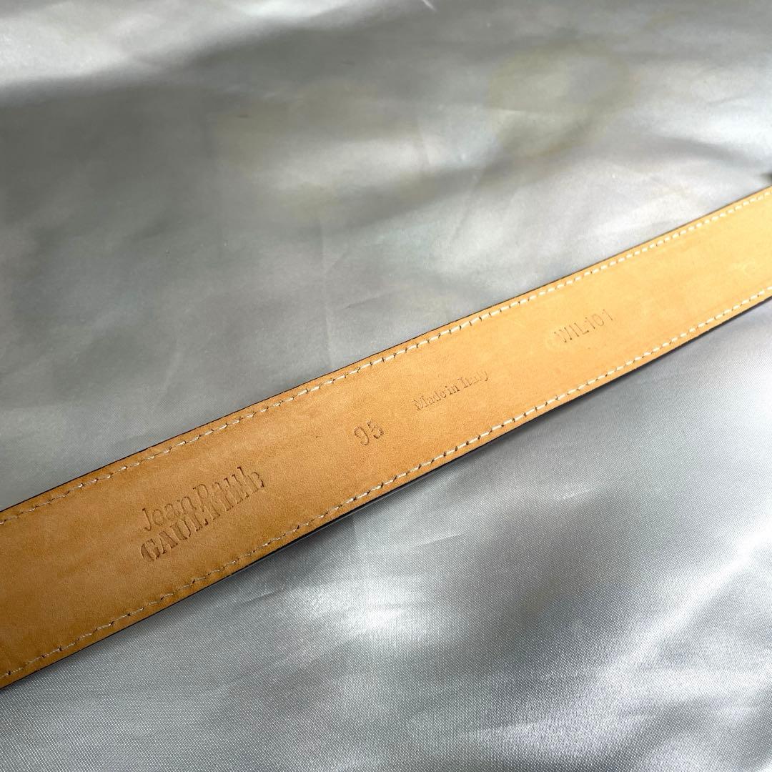 JPG ジャンポールゴルチエ　バックル　レザーベルト　イタリア製　ネイビー