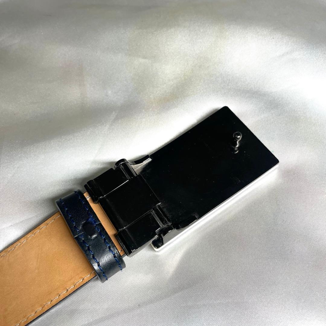JPG ジャンポールゴルチエ　バックル　レザーベルト　イタリア製　ネイビー