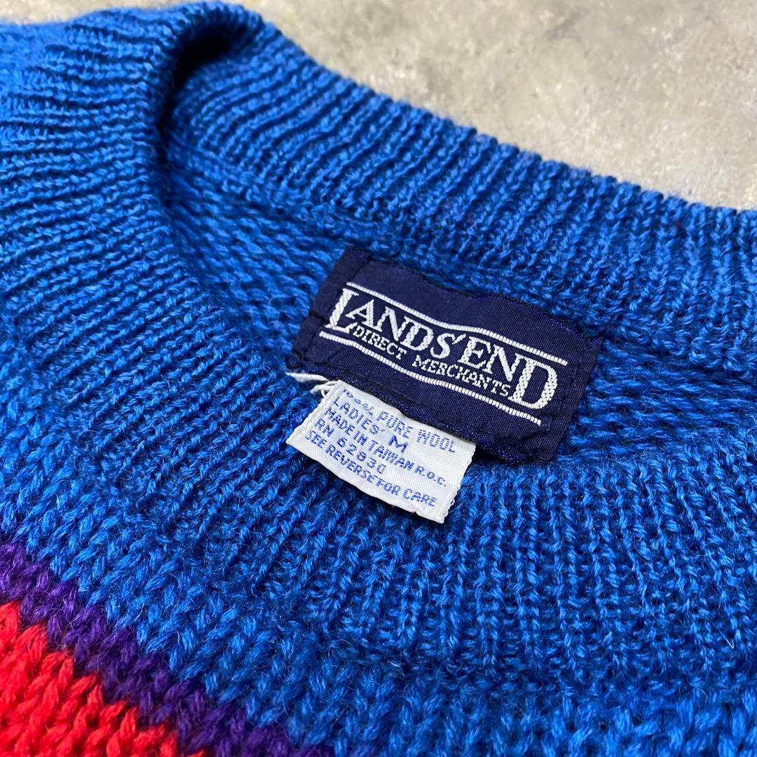 80s　LANDS‘ END　ランズエンド　カラフル　ボーダー　セーター　ニット