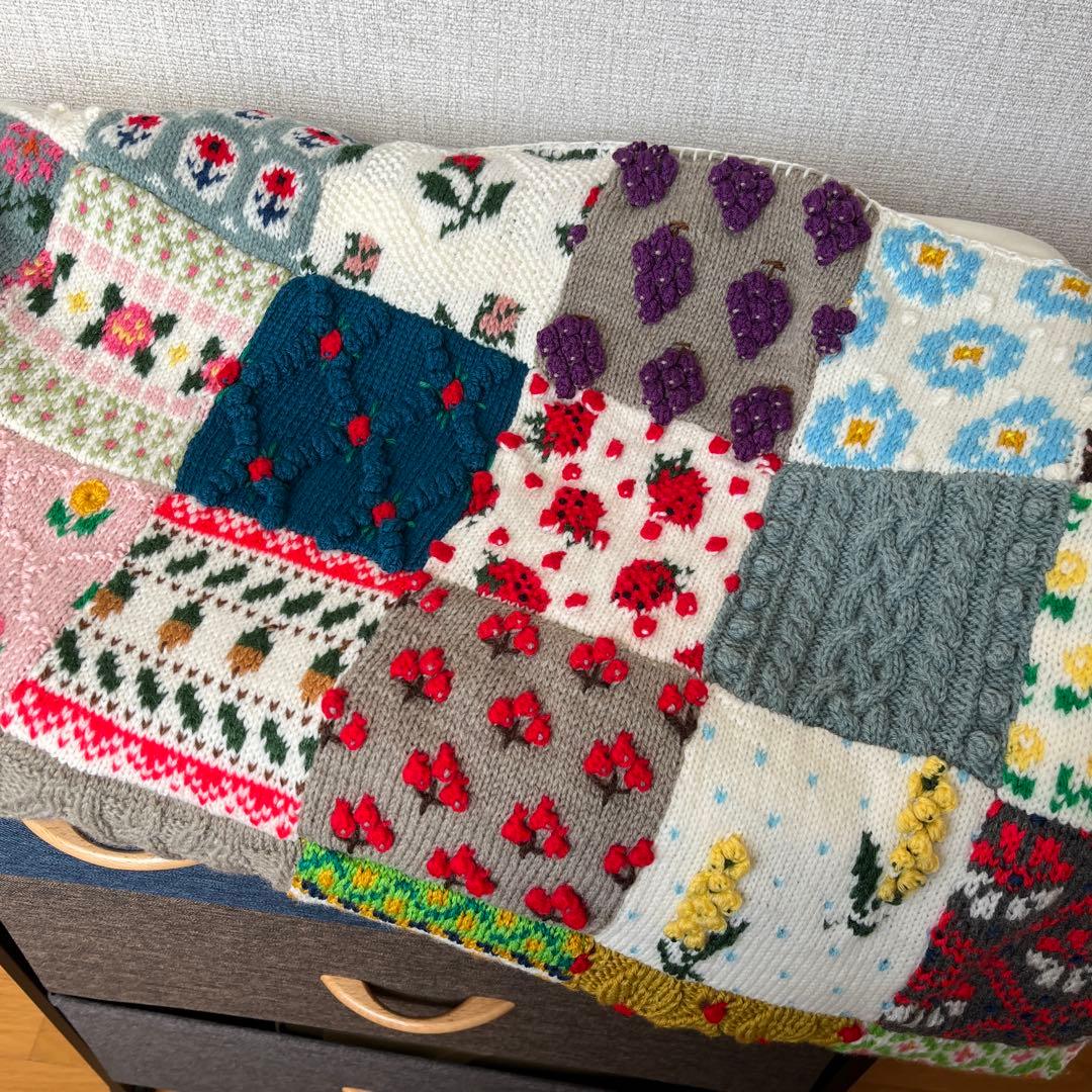 花柄モチーフつなぎのブランケット☆ハンドメイド
