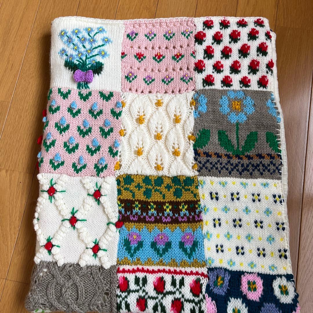 花柄モチーフつなぎのブランケット☆ハンドメイド