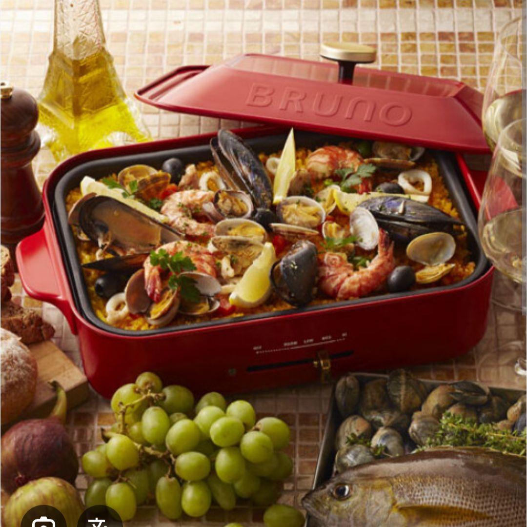 【新品】ホワイトBRUNO コンパクトホットプレート たこ焼きプレート、鍋付