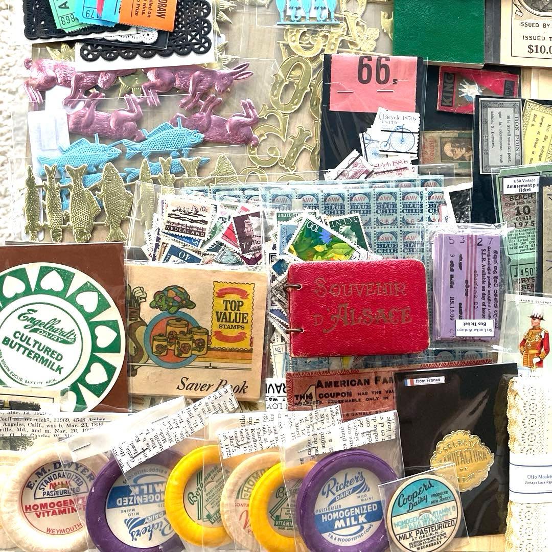 ヴィンテージ 紙モノ 新品大量まとめ売り 蚤の市ジャンクジャーナルコラージュ素材