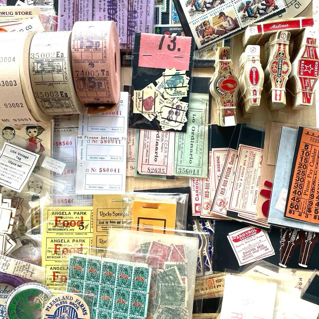 ヴィンテージ 紙モノ 新品大量まとめ売り 蚤の市ジャンクジャーナルコラージュ素材