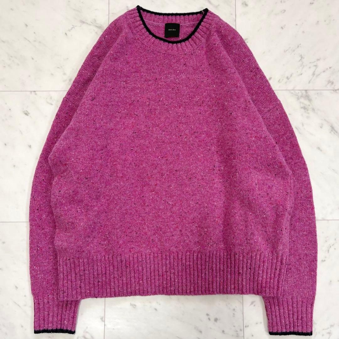 美品♪スピック&スパン　ロゴインターシャニット　ピンク　完売品　2024AW