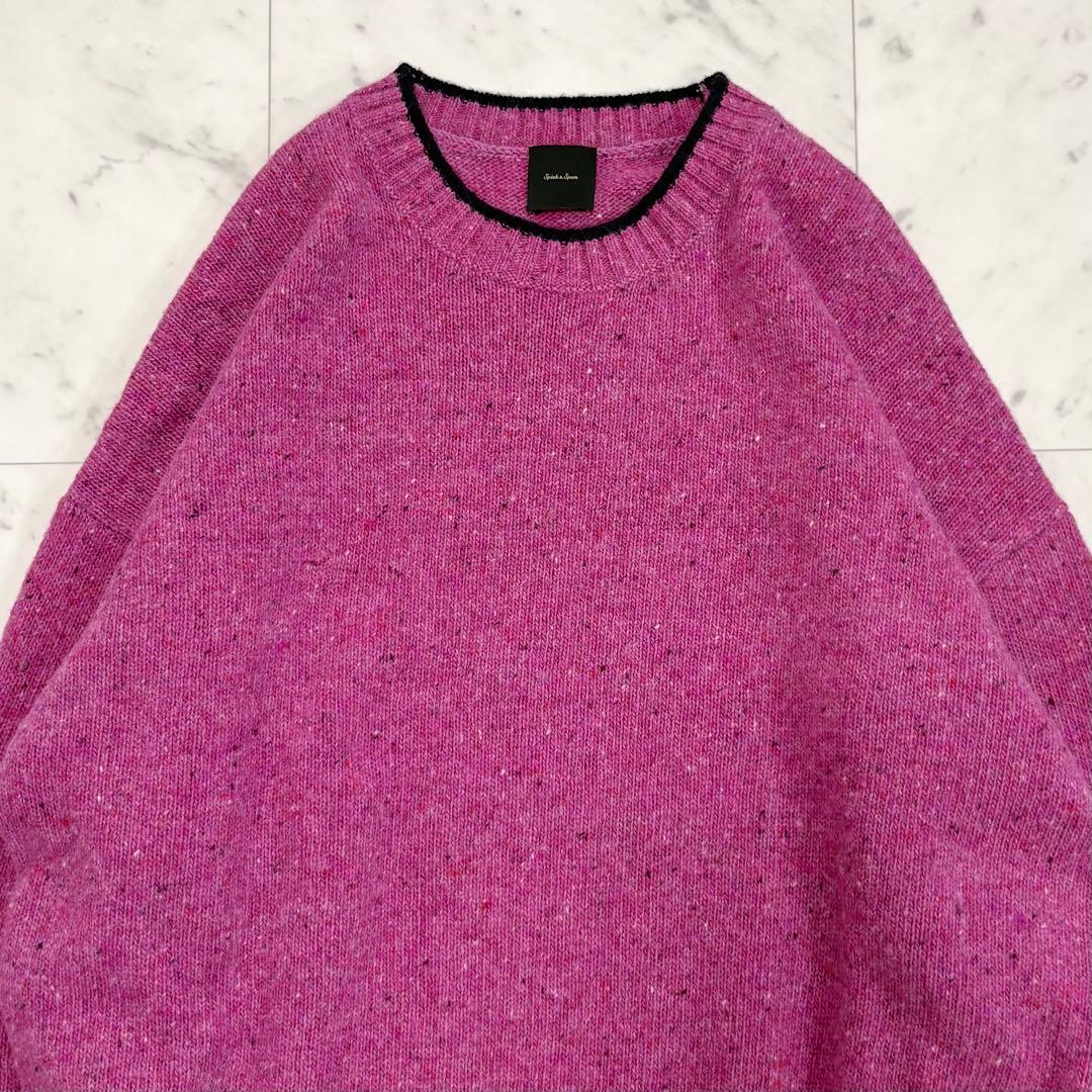 美品♪スピック&スパン　ロゴインターシャニット　ピンク　完売品　2024AW