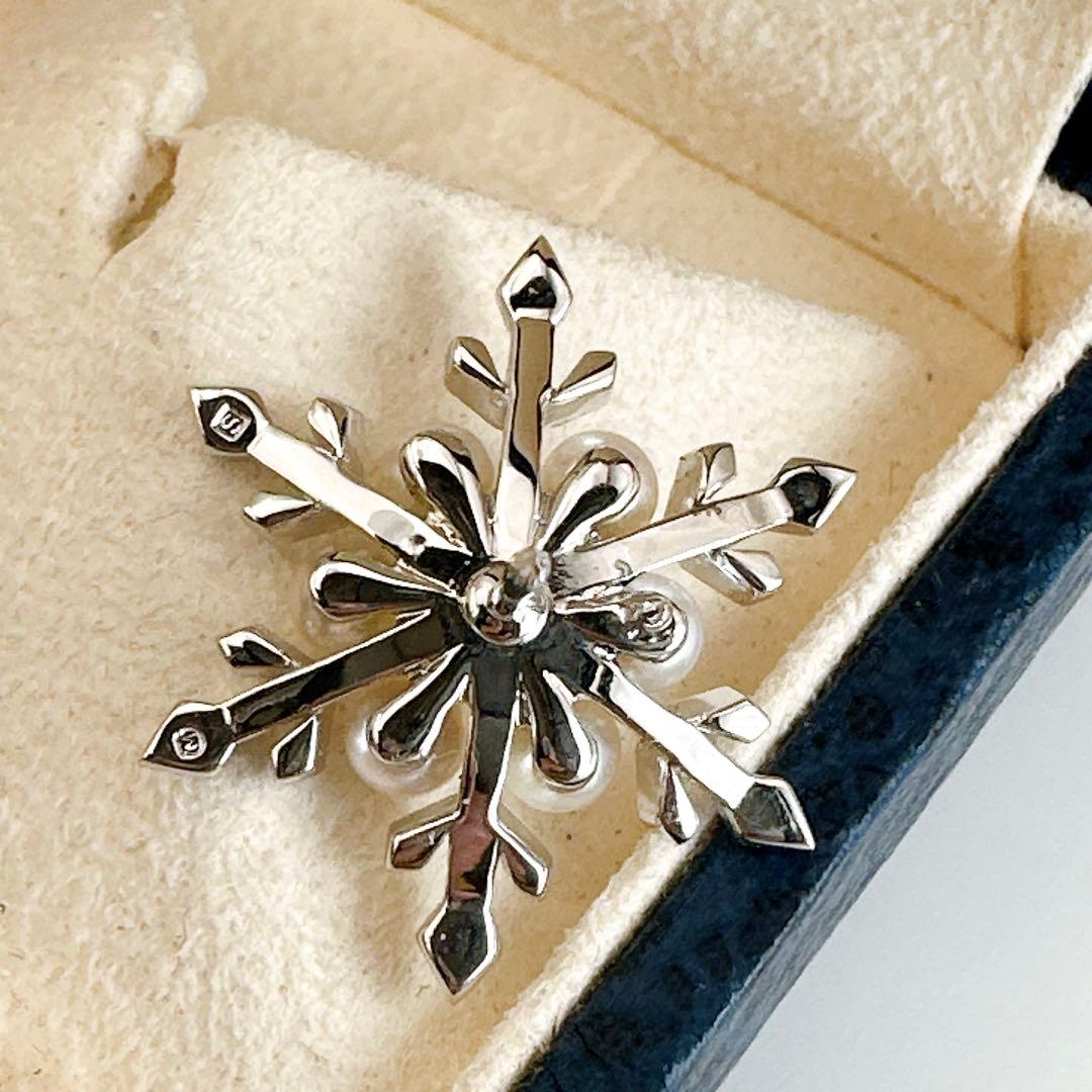 美品✨MIKIMOTO✨パール7珠 ピンブローチ　シルバー　雪の結晶