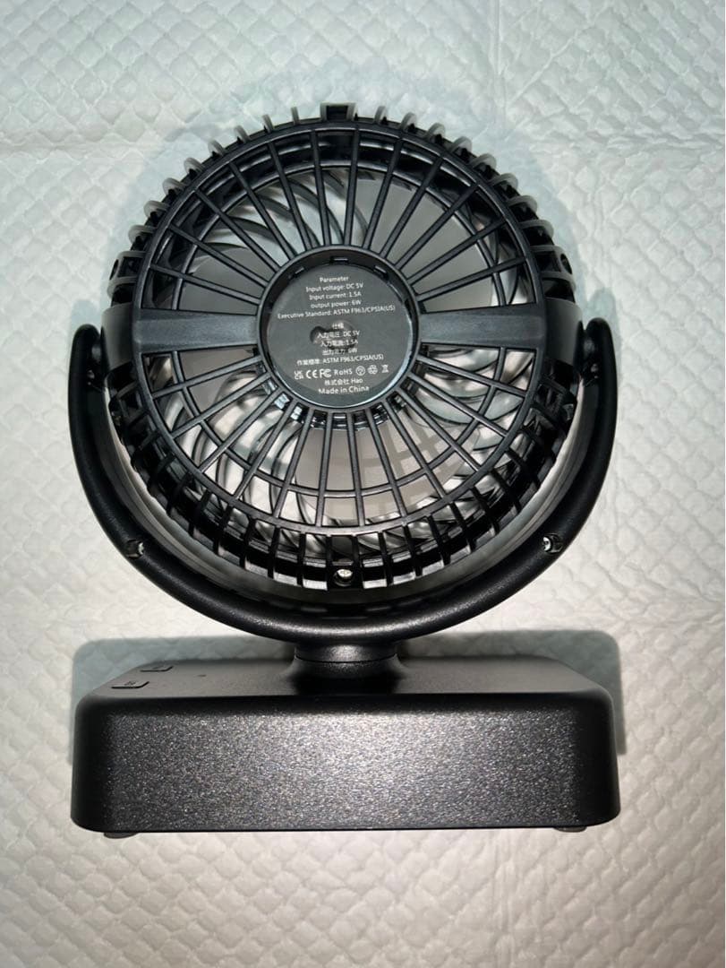 キャンプ用ファン LEDライト付き テントファン 吊り下げフック付き 充電式