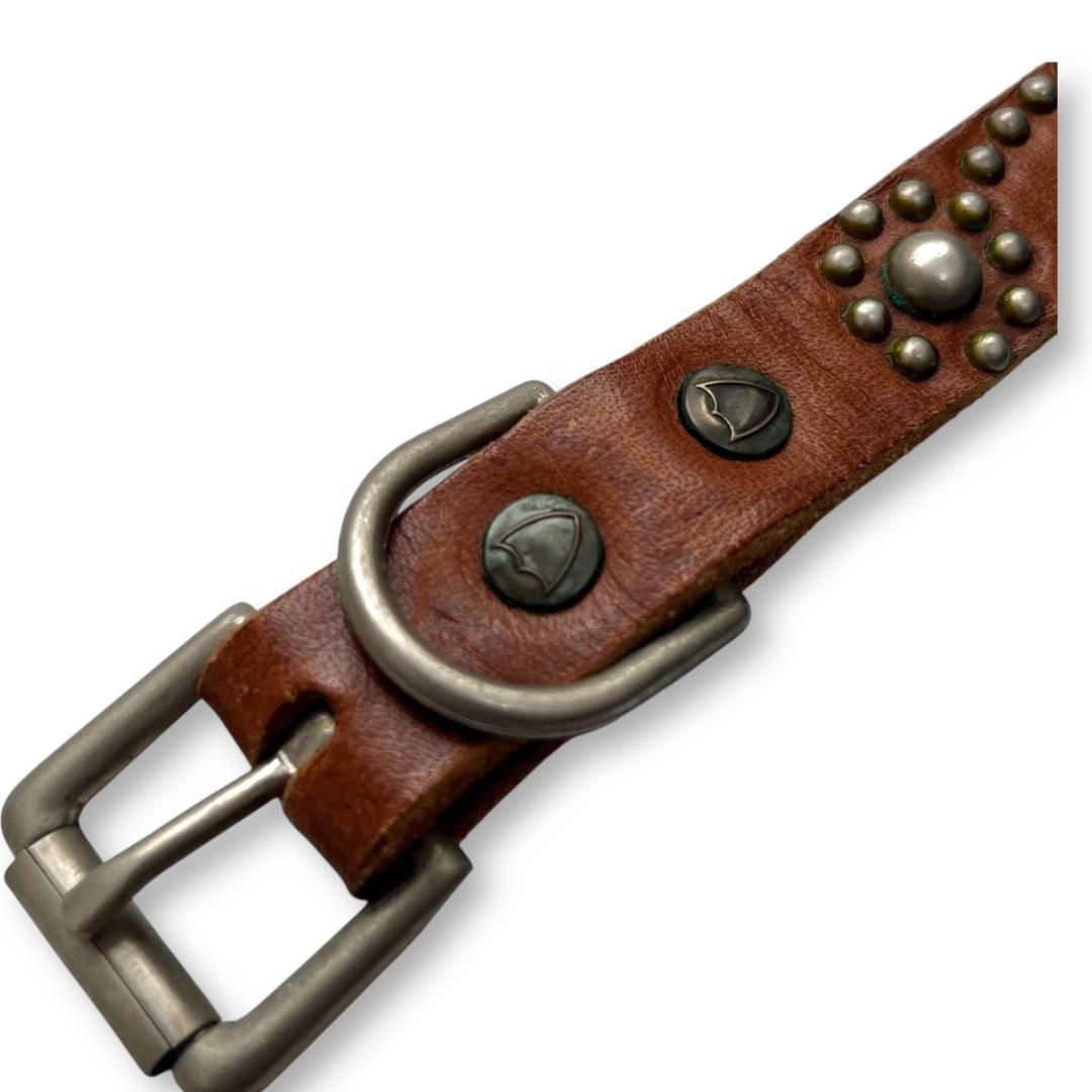 HTC スタッズベルト ナローベルト レザーベルト フラワー装飾