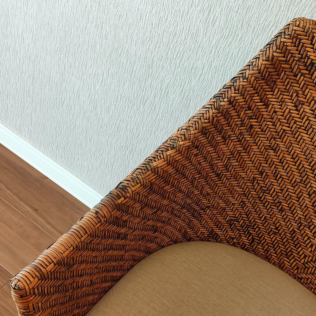 〈美品〉ラタン　アームチェア　ダイニングチェア　アジアン