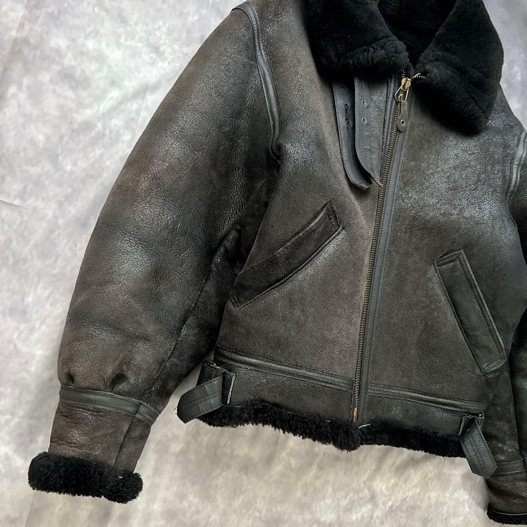 AVIREX B-3 フライトジャケット レザージャケット ムートン　黒　38