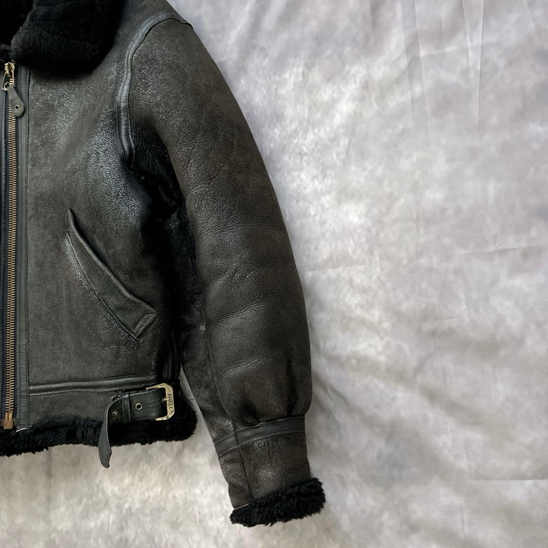 AVIREX B-3 フライトジャケット レザージャケット ムートン　黒　38