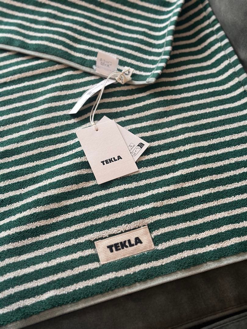 TEKLA バスマット ティールグリーンストライプ 70x50cm