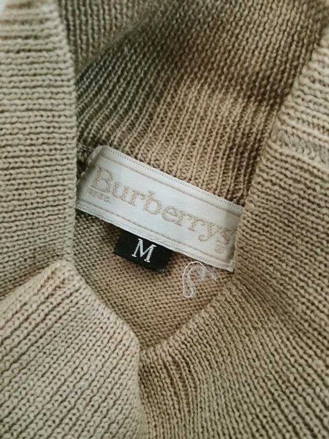 美品 バーバリー ノバチェック カシミヤ混 ラムウール ハイネック セーター M