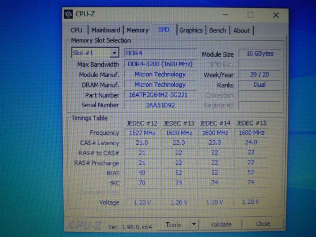★極美品★Micron ノートPC用メモリ DDR4-3200 16GB