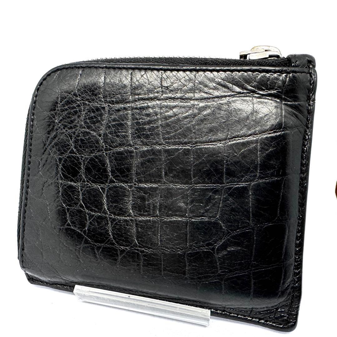 SAINT LAURENT サンローラン 財布 L字 クロコ型押し レザー 小銭
