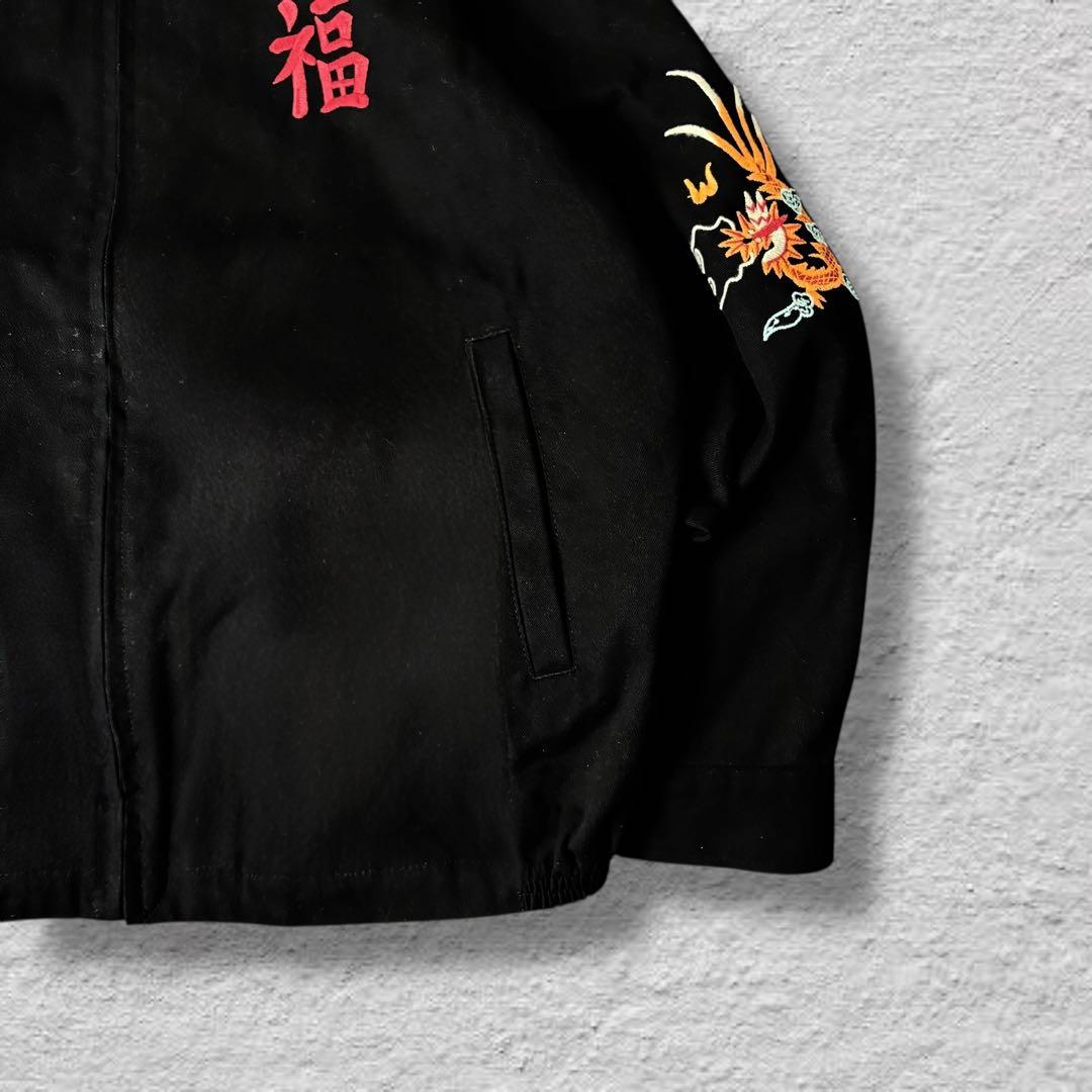 HOUSTONベトジャン別珍ベトナムジャケット虎刺繍vintage古着ブラックL