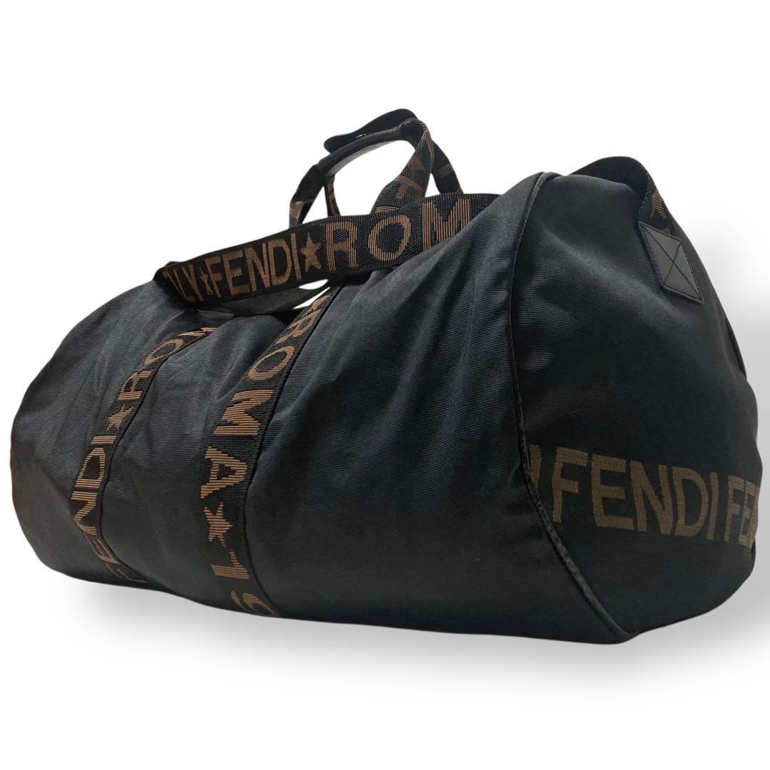 ミミ様　フェンディ　2way ボストンバッグ　ショルダー　ナイロン　ロゴ柄　黒