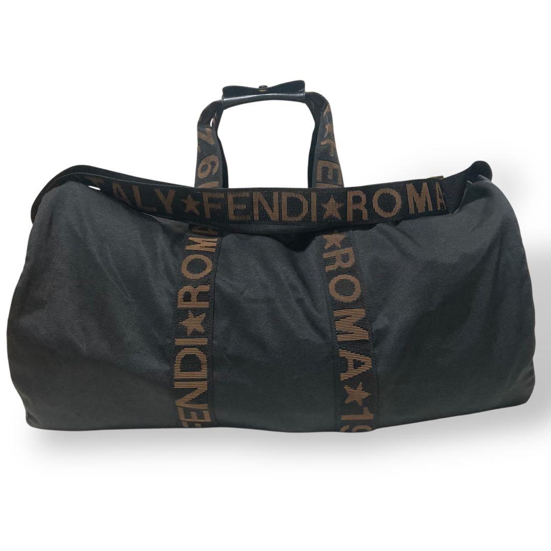 ミミ様　フェンディ　2way ボストンバッグ　ショルダー　ナイロン　ロゴ柄　黒