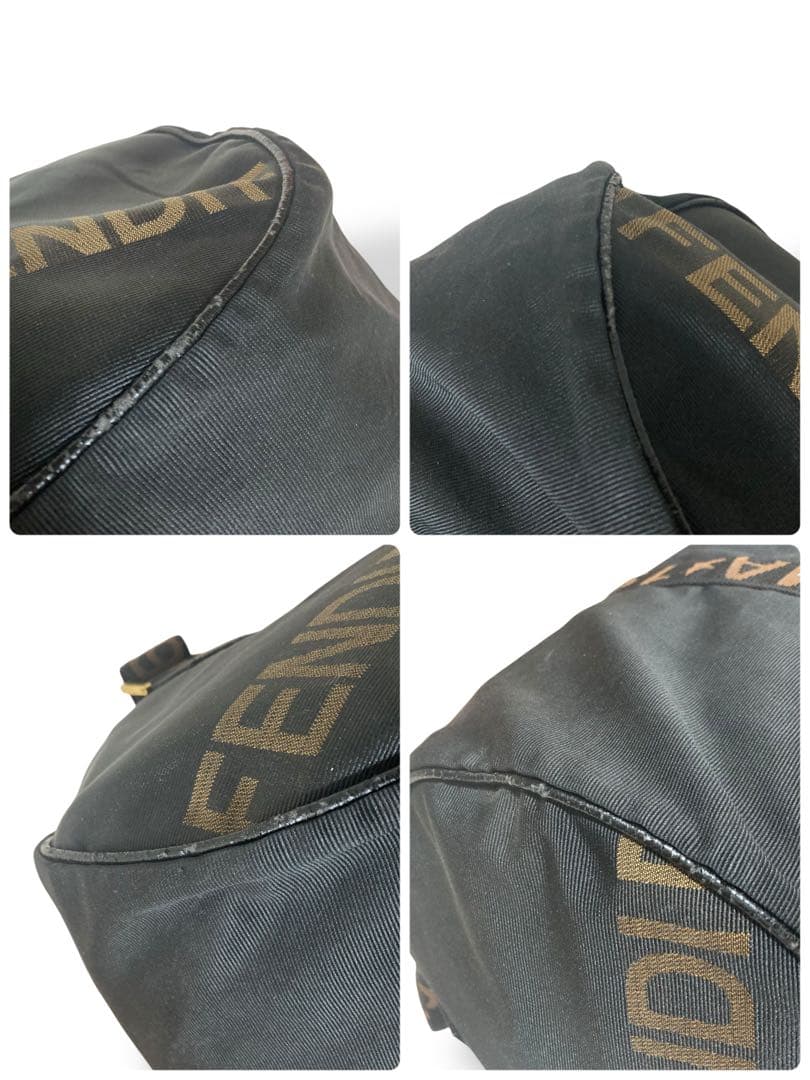 ミミ様　フェンディ　2way ボストンバッグ　ショルダー　ナイロン　ロゴ柄　黒