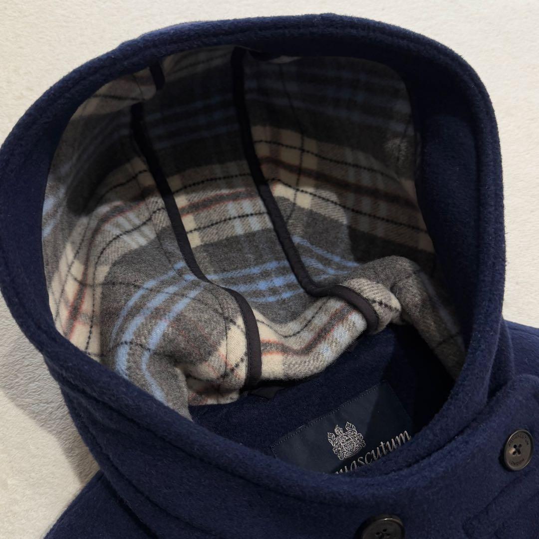 アクアスキュータム　ダッフルコート　裏地チェック　英国製　ネイビー　Mサイズ