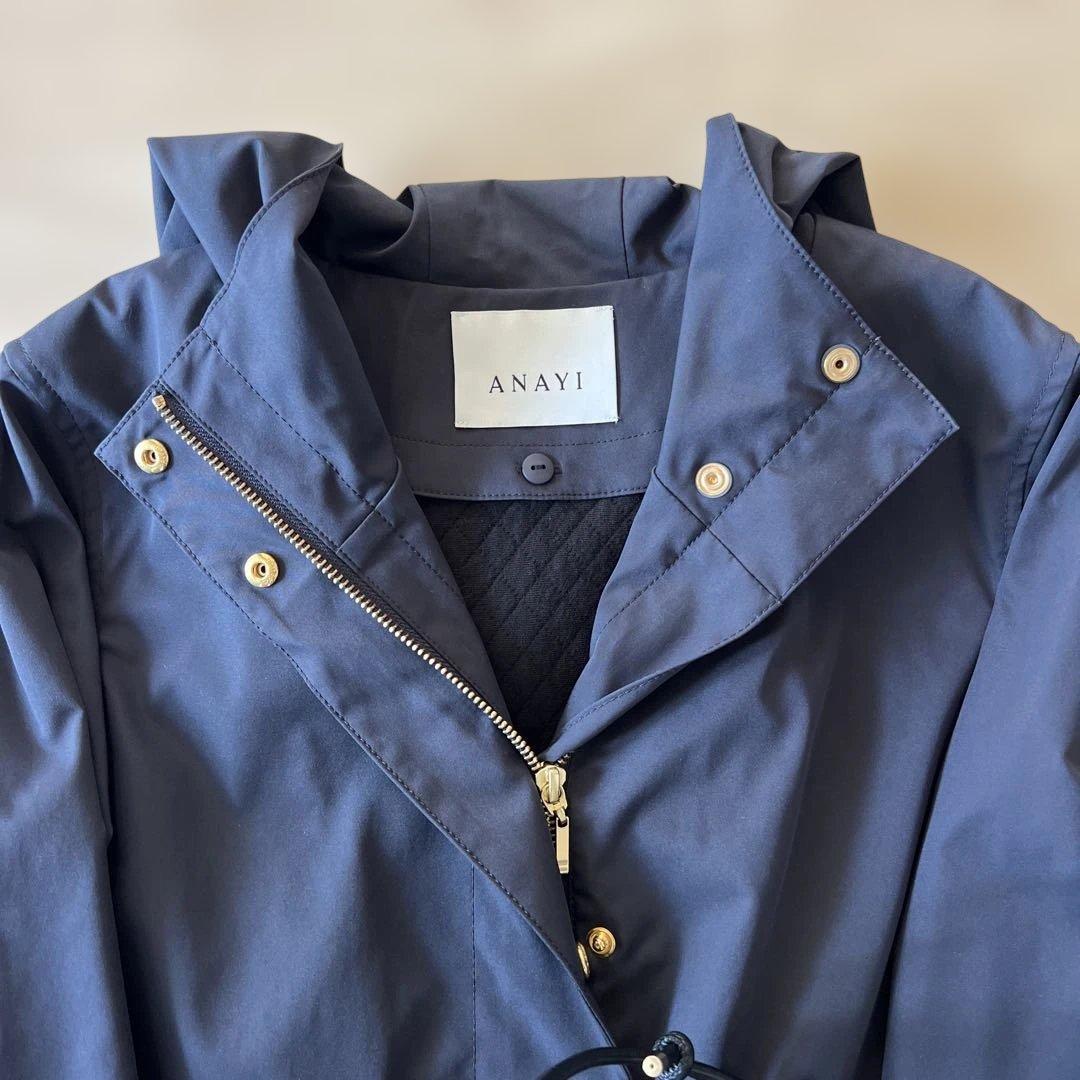 新品ANAYI ブライトツイルライナー付モッズコート　ネイビー 36サイズ